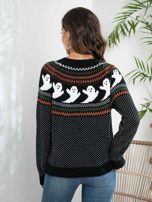 Ghost Button Up Long Sleeve Cardigan Trendsi 50fc7c1279f14ce18659e0c8d2cd4d6a-Max