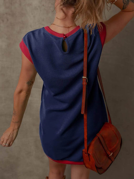 Round Neck Cap Sleeve Mini Dress Trendsi 5128fc25-b30a-4905-bebd-991dc16860a3-Max-Origin