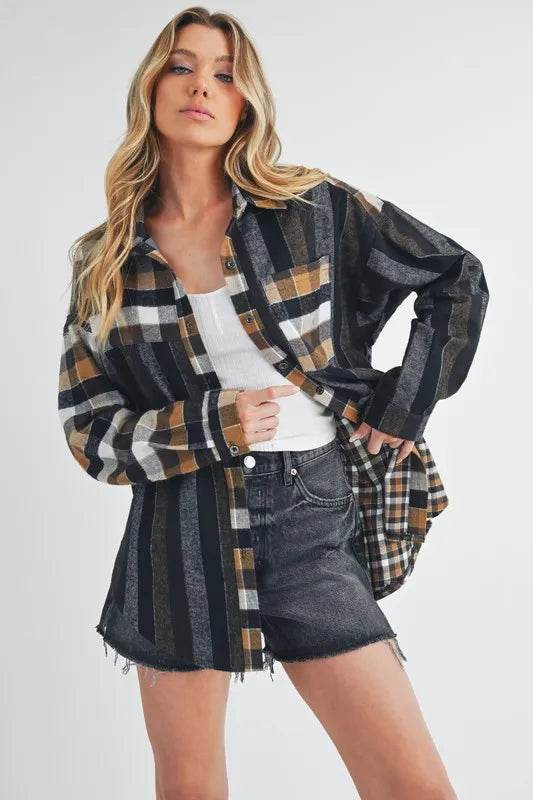 Aem+Co Curved Hem Plaid Button Up Shirt Trendsi 5144e36c-b8a0-43fc-a6d9-a80beec375d8-Max