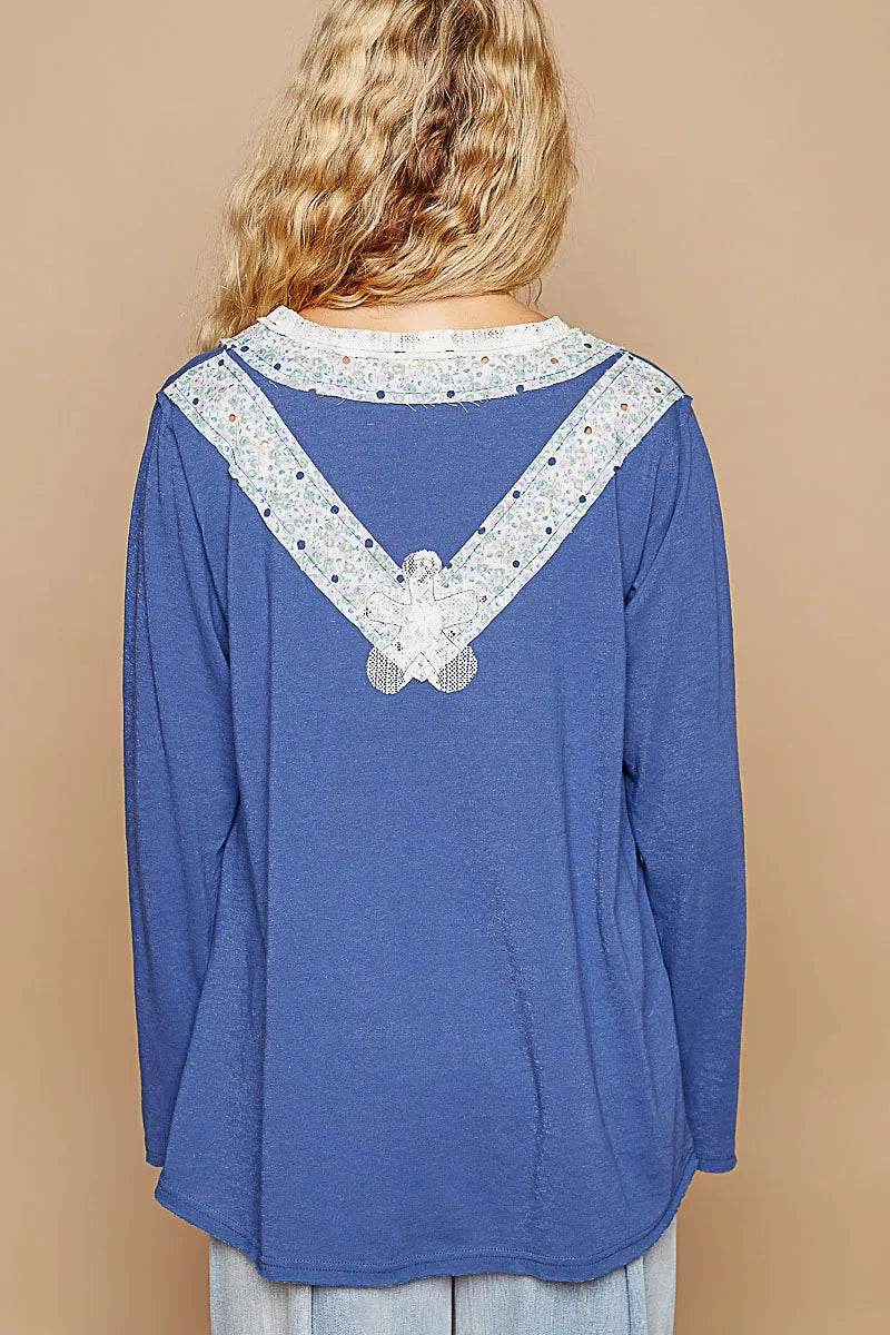 POL Lace Flower Patch Long Sleeve T-Shirt Trendsi 515391a6-9074-44a1-b249-98aa3c8c91f3-Max-Origin