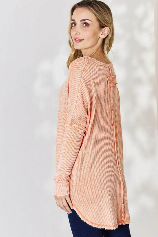 Zenana Oversized Washed Waffle Long Sleeve Top Trendsi 515b9321-7264-462d-b4a6-c9bfc68ab7aa-Max