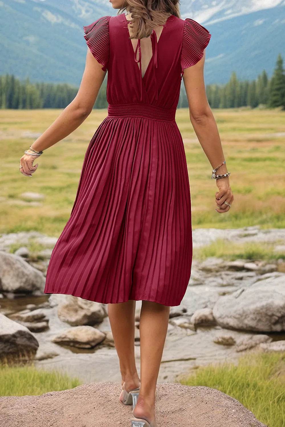 Perfee Tied Smocked Waist Flutter Sleeve Dress Trendsi 515f485a-679b-4e36-9b50-627ef808e122-Max