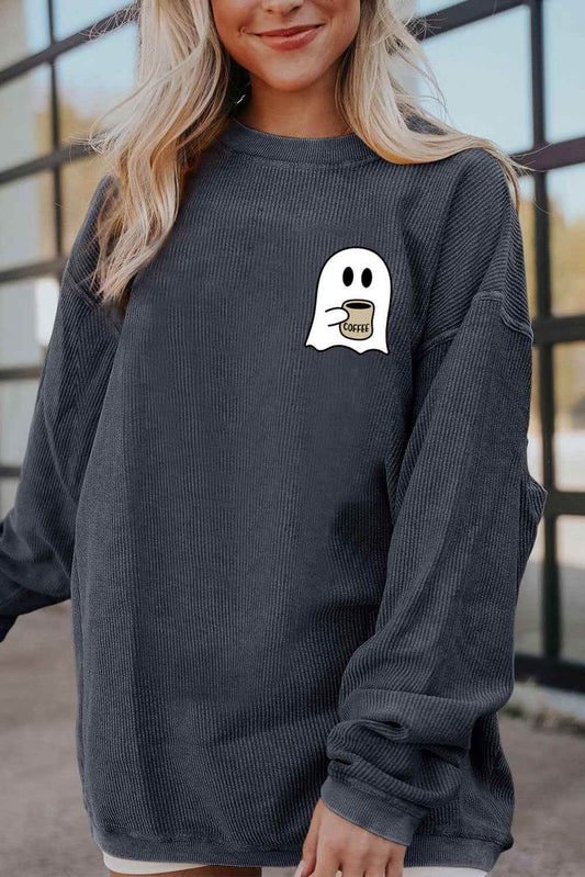 Ghost Graphic Drop Shoulder Sweatshirt Charcoal Trendsi 5160b37b940d4b5da80ba191af3befdc-Max