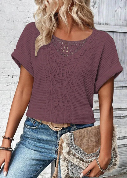 Crochet Lace Short Sleeve Casual T-Shirt Trendsi 516be31f-8756-4329-85da-19ecb4d892a4-Max-Origin