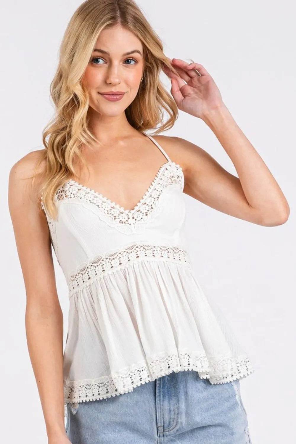 Mittoshop Crisscross Back Lace Detail V-Neck Cami Trendsi 517cf4a2-739f-4748-8191-22ed9b5e6831-Max