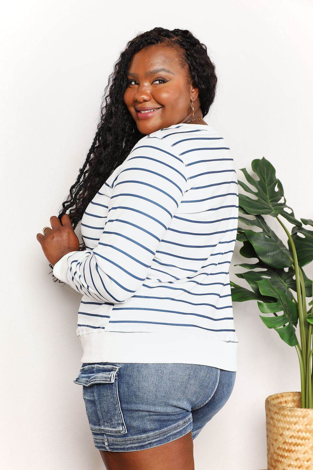 Double Take Striped Long Sleeve Round Neck Top Trendsi 518171cf4671451a98ecccbb288c0849-Max