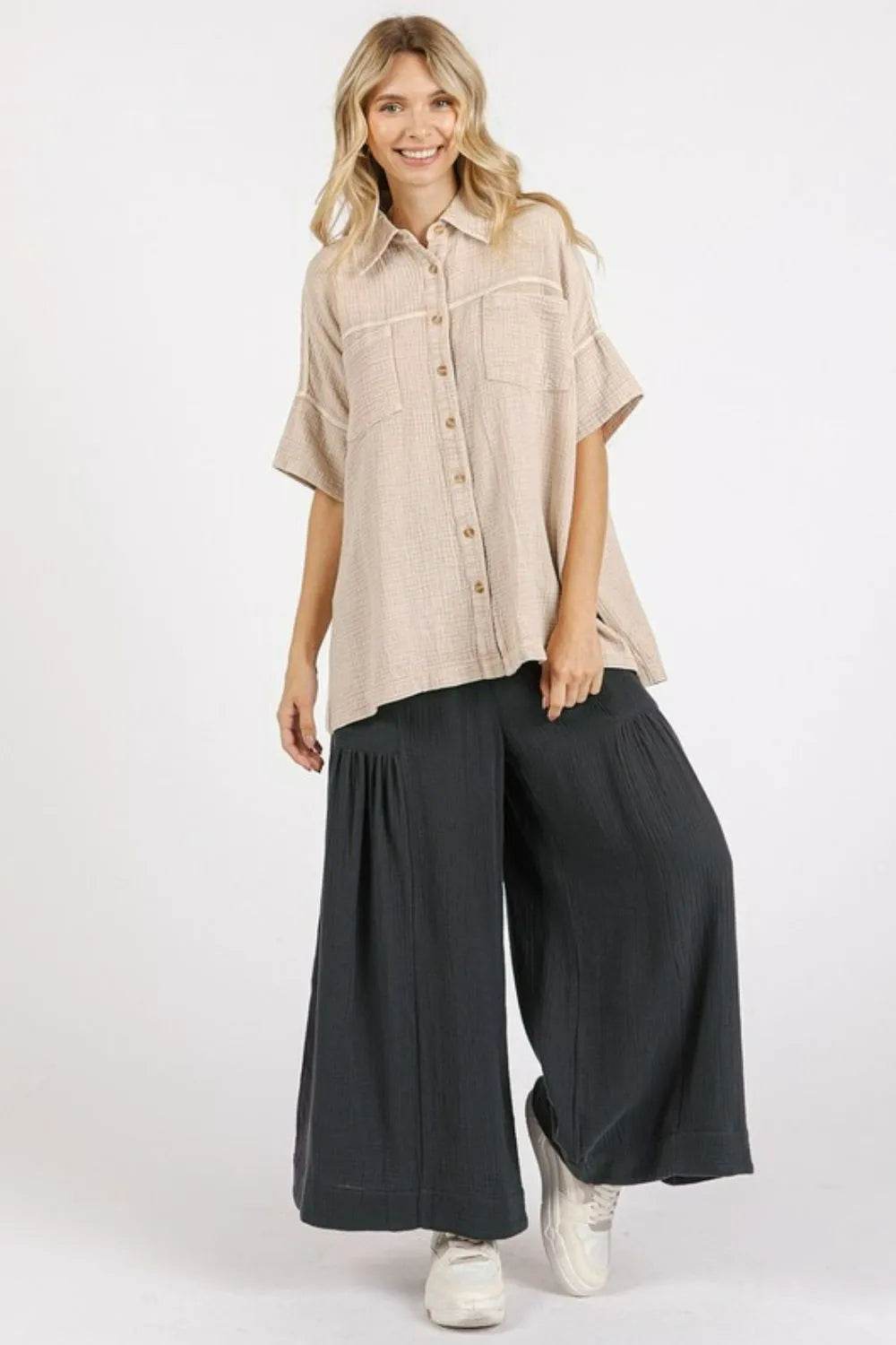 Mittoshop Mineral Wash Gauze Oversized Short Sleeve Shirt Trendsi 51931181-7587-4812-bca2-ba2dbeb8de74-Max