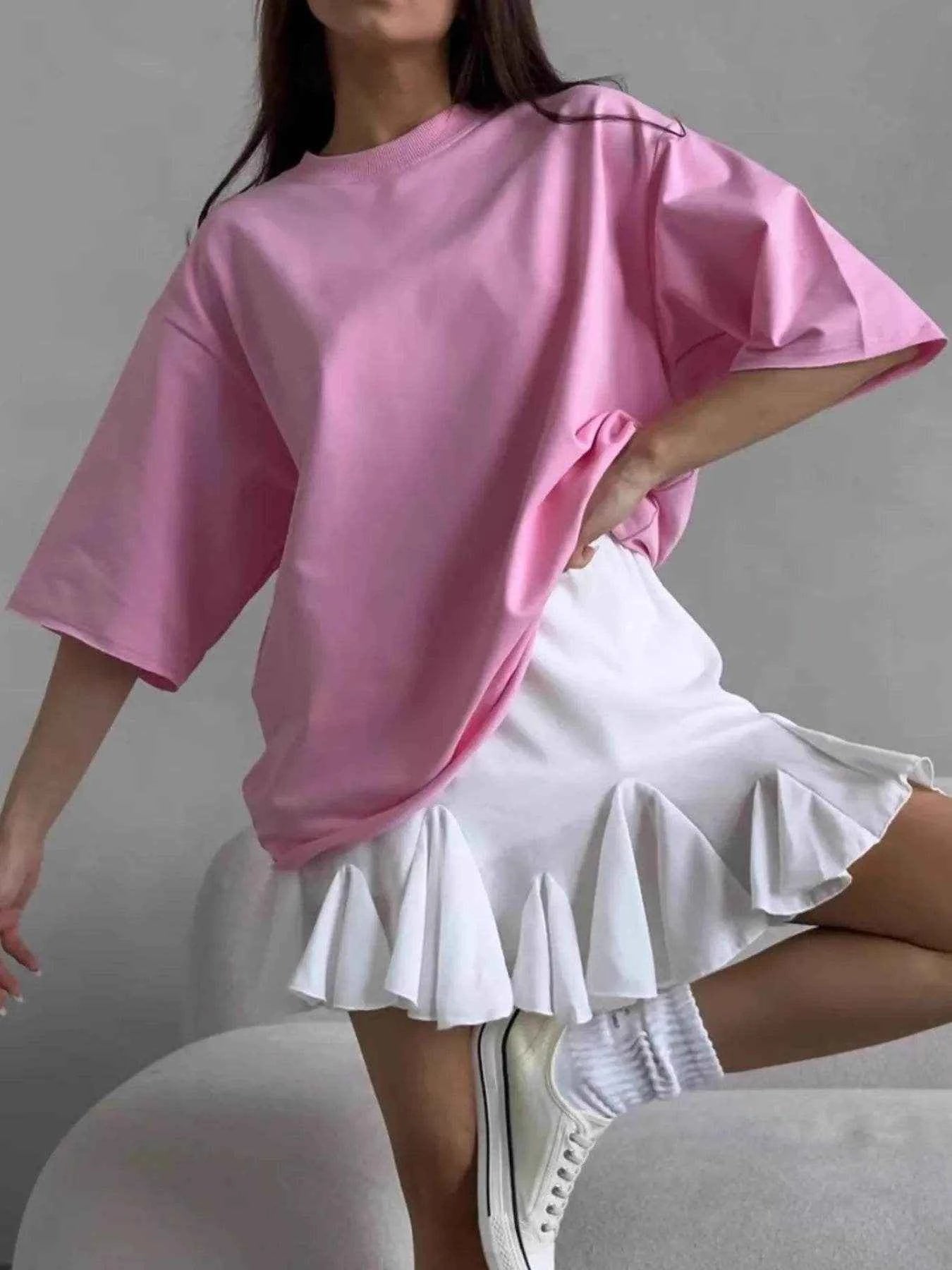 Round Neck Half Sleeve Oversized T-Shirt Trendsi 51b93ba4-720f-4e8b-b785-940178f0ee70-Max-Origin