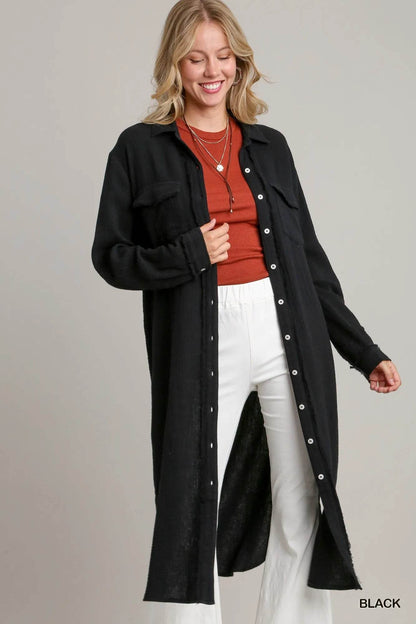 Umgee Cotton Gauze Button Down Shirt Dress Black Trendsi 51e12be9-f12a-400c-b842-df313f092d13-Max-Origin