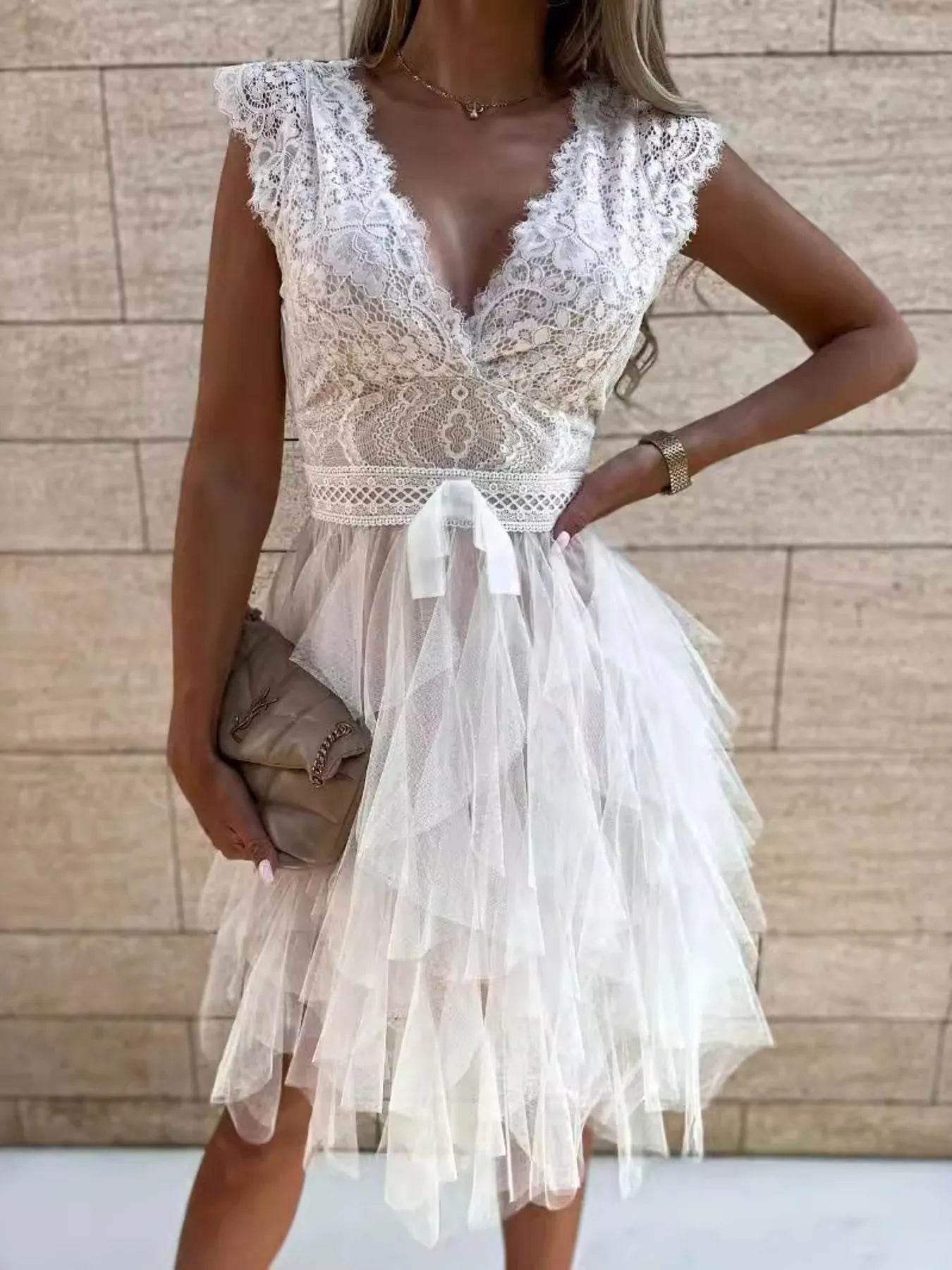 Lace V-Neck Ruffle Dress Trendsi 52076daa-fff4-45e1-ac4d-056dea73e093-Max-Origin