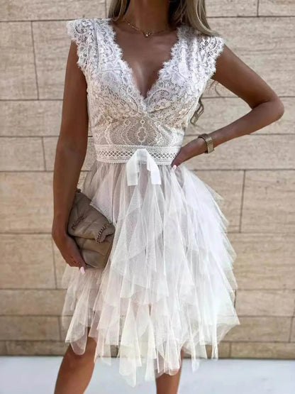 Lace V-Neck Ruffle Dress Trendsi 52076daa-fff4-45e1-ac4d-056dea73e093-Max-Origin