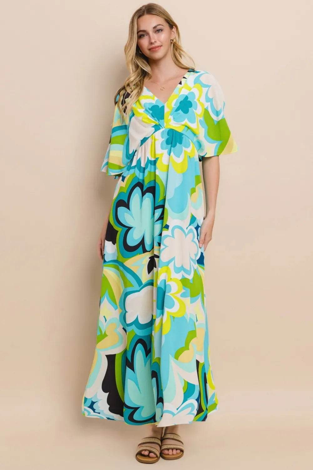 ODDI Floral Printed Slit Maxi Dress Blue Yellow Trendsi 521e2632-3821-4dd6-bed6-9353bfc53f4b-Max