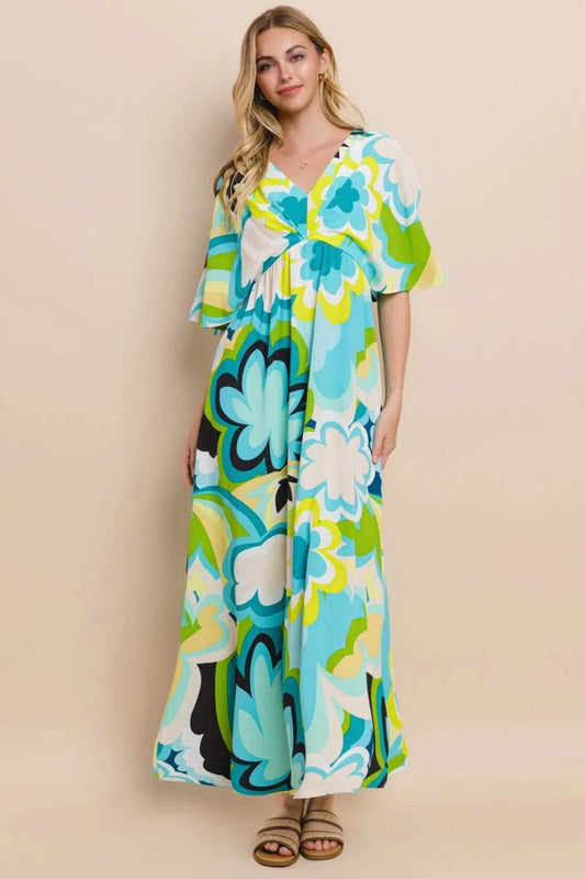 ODDI Floral Printed Slit Maxi Dress Blue Yellow Trendsi 521e2632-3821-4dd6-bed6-9353bfc53f4b-Max