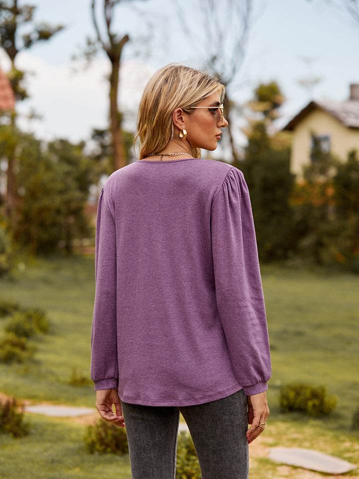 Puff Sleeve Ruffle Trim Blouse Trendsi 5224e731e637436a87760768800e4282-Max