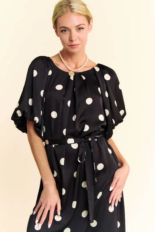 Davi & Dani Polka Dot Puff Sleeves Waist Tie Midi Dress Trendsi 52295741e08d49c9bc34a5354caf91c5-Max-Origin