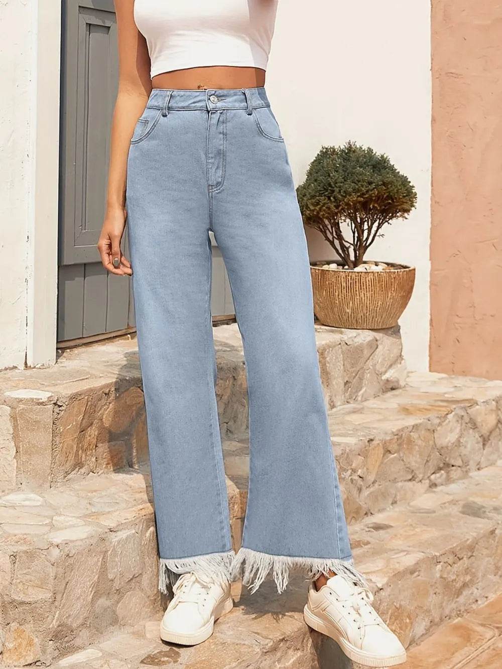 Raw Hem Bootcut Jeans with Pockets Trendsi 522fa110-0ad5-4bff-9a08-c2944508f292-Max