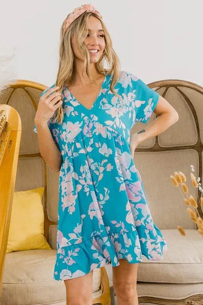 BiBi Floral Crinkle Shirred Ruffle Detail V Neck Dress Trendsi 5247007968714ccd91f9fa873de63886-Max-Origin