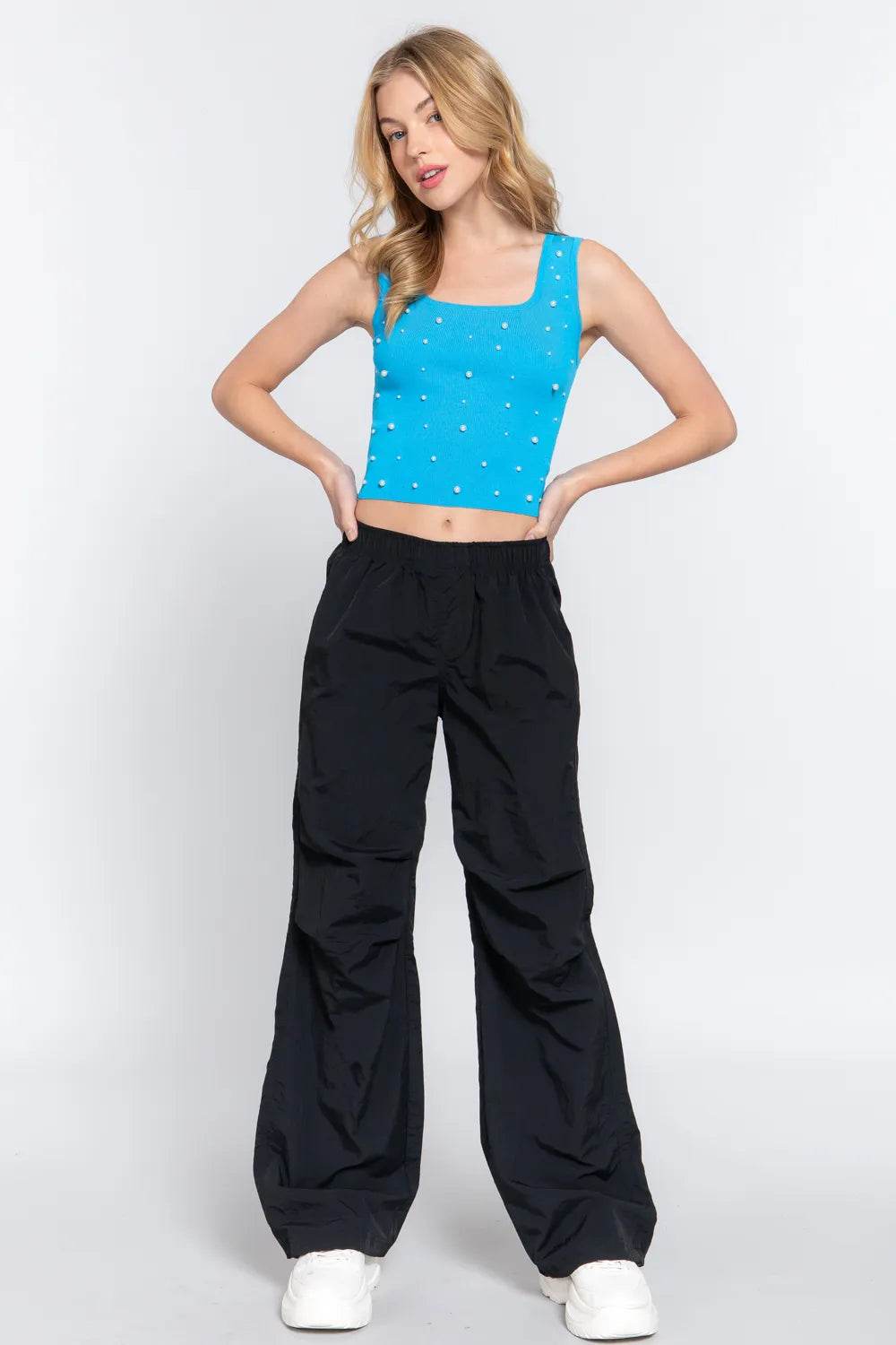 ACTIVE BASIC Pearl Detail Square Neck Cropped Tank Trendsi 5248e7b4-d9ff-4539-9006-03c17fd29cec-Max