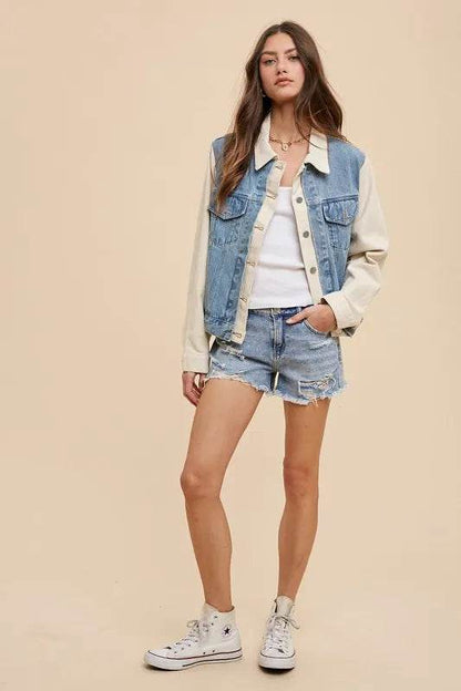 Annie Wear Collared Neck Double Placket Denim Jacket Trendsi 5287a9b6-c0d3-4783-a254-45eb2ccb8316-Max