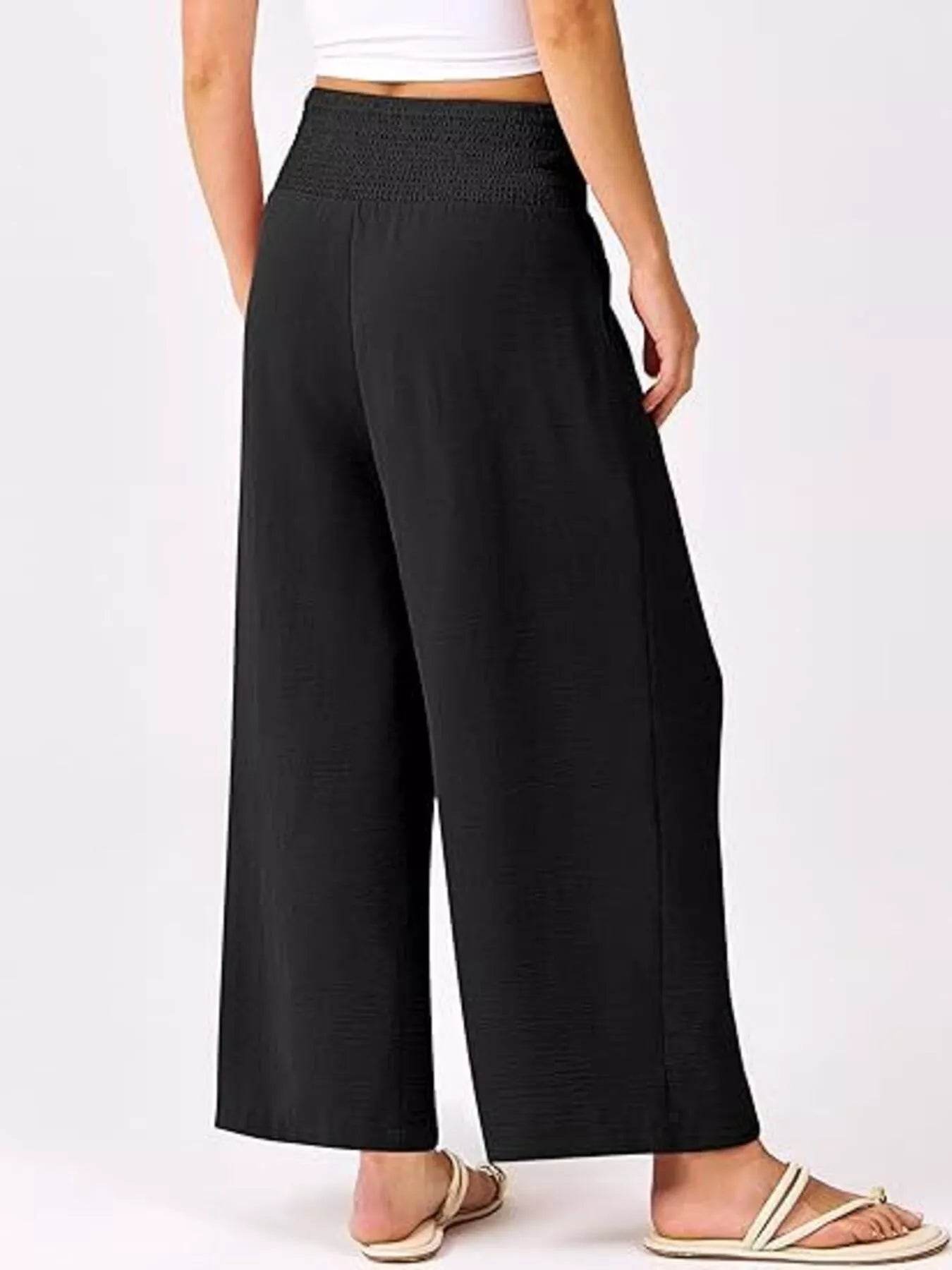 Wide Leg Smocked High Waist Pants Trendsi 52cf7f7e9c844cdfabc3195f240ab58a-Max-Origin