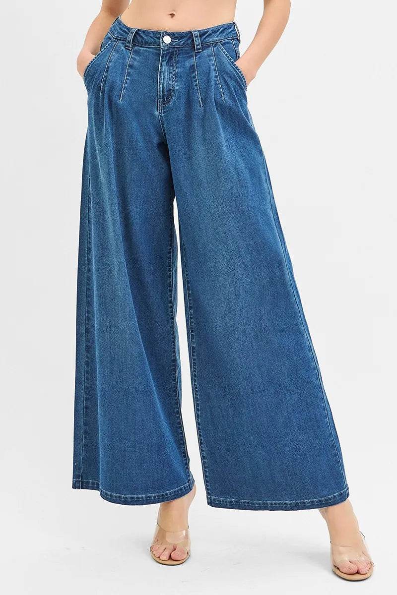 RISEN Mid Rise Fit Wide Leg Knit Denim Look Jeans MEDIUM Trendsi 52d9bd6568cc421999d488d5538965cc-Max-Origin