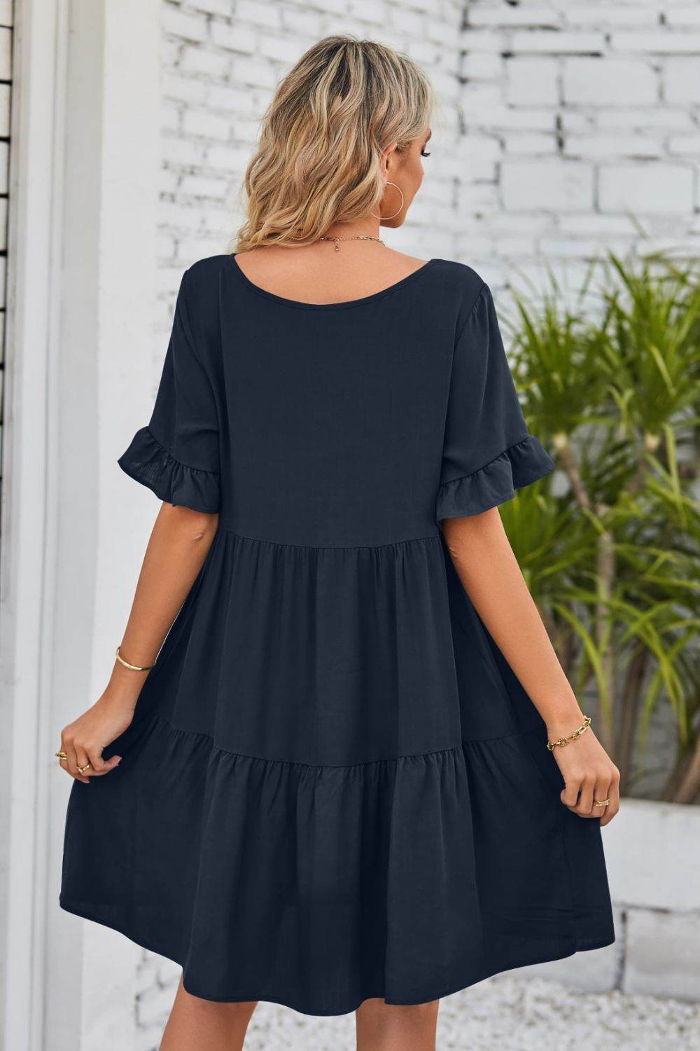 Mandy V-Neck Flounce Sleeve Tiered Dress Trendsi 53011f53af754b74ad8d29b95771ca81-Max