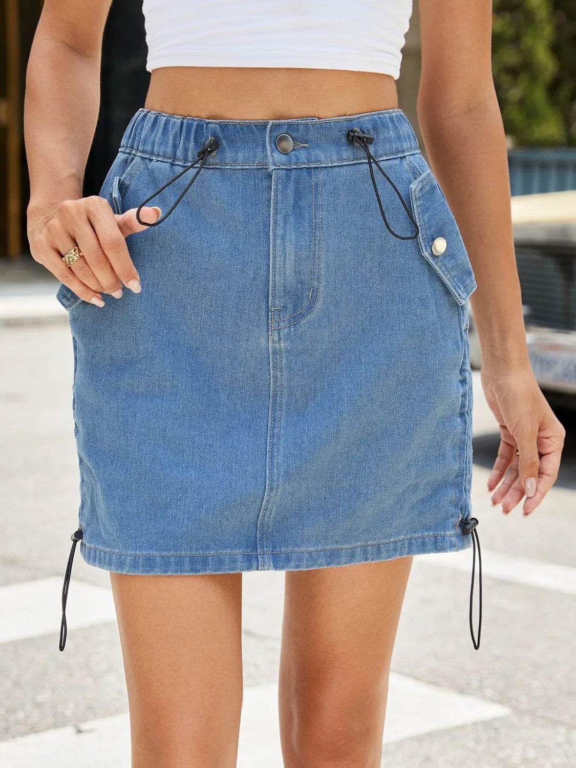 Drawstring Denim Mini Skirt Trendsi 532889ad-cc18-405a-9909-9a23b0aea372-Max-Origin