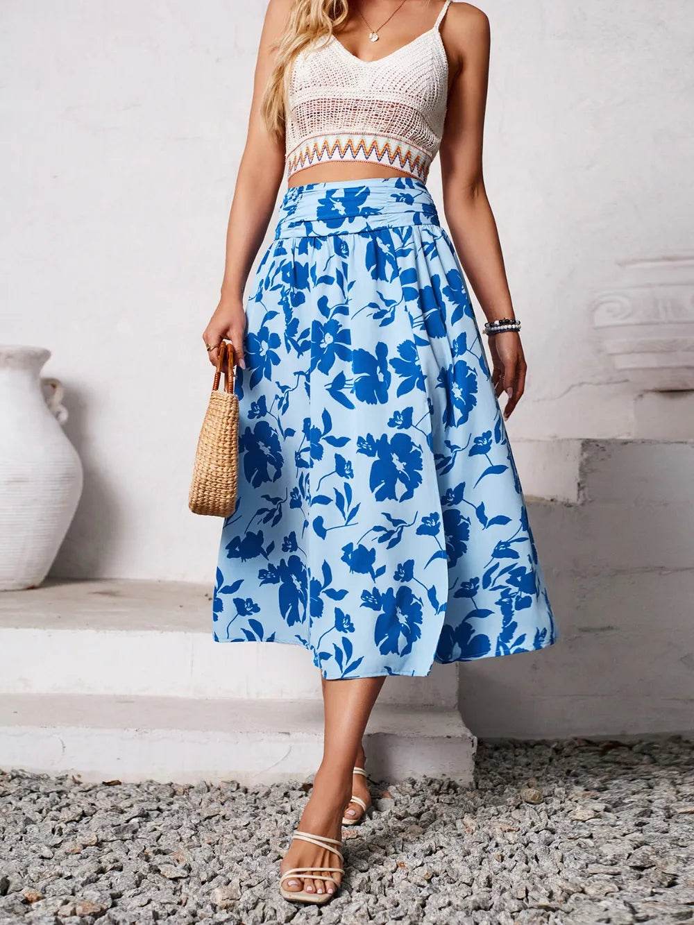 Slit Printed Midi Skirt Trendsi 53496ed9-d17f-4be3-be08-837a55b02283-Max