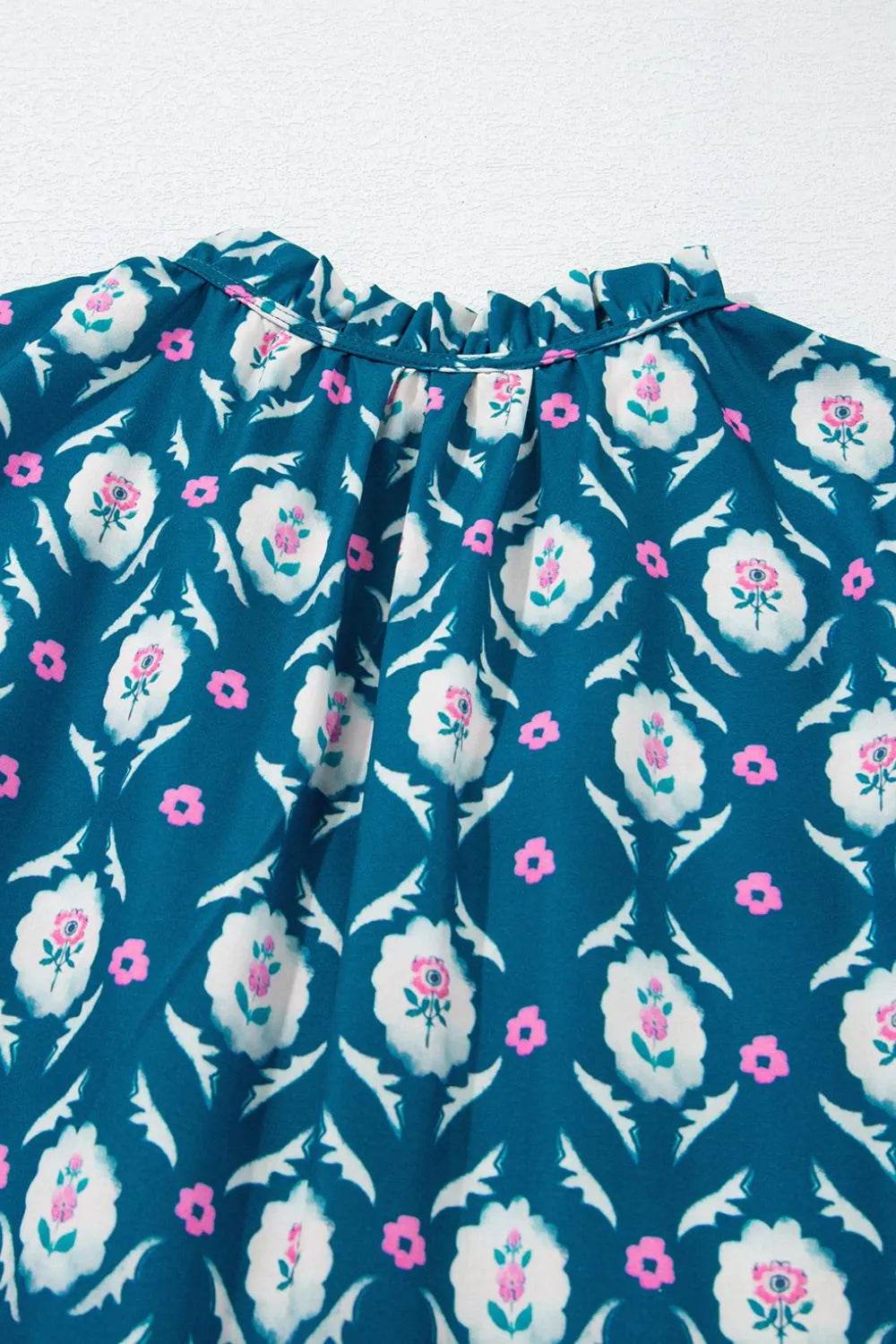 Printed Tie Neck Ruffled Cap Sleeve Dress Trendsi 534cb3a1-485c-4842-89c4-6017c19912ec-Max-Origin