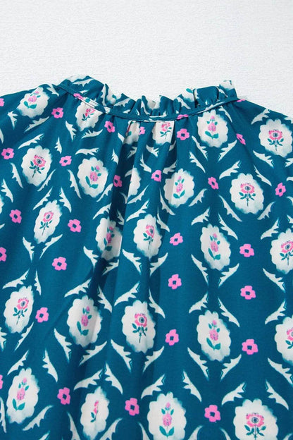 Printed Tie Neck Ruffled Cap Sleeve Dress Trendsi 534cb3a1-485c-4842-89c4-6017c19912ec-Max-Origin