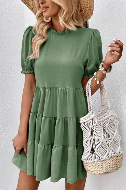 Perfee Puff Sleeve Tie Back Tiered Dress Trendsi 5358ef5eddef46cb866197b5008c86e8-Max