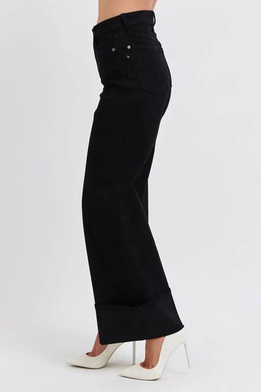 Judy Blue Full Size High Waist Reto Wide Leg W/ Cuff Plus Size Trendsi 539a63eebc2c426da0c20e85fd8b4af5-Max-Origin
