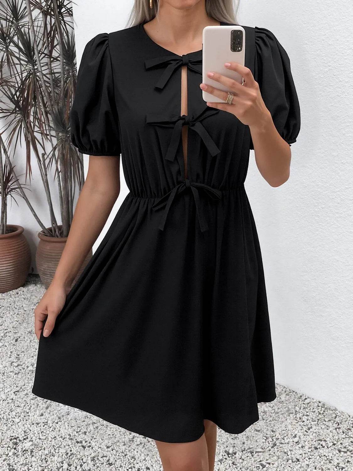 Tie Front Puff Sleeve Mini Dress Trendsi 53b50e69-54d2-468f-8b10-0f3c2edc2012-Max-Origin