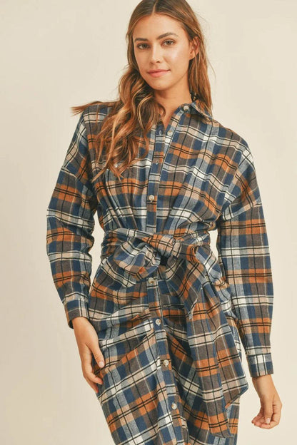 Mable Plaid Flannel Front Tie Button Down Shirt Dress Trendsi 53ce939e-a8ce-4ad3-a209-0f897d26a2e9-Max