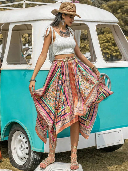 Printed High Waist Handkerchief Hem Skirt Trendsi 53dad2e3-28ac-47ff-8e33-200ab647fdd5-Max