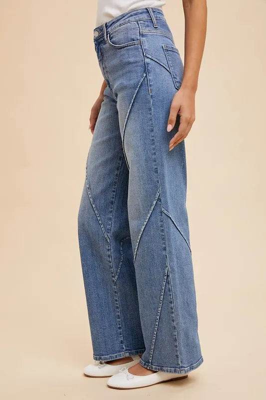 Annie Wear Decorative Seams Wide Leg Jeans Trendsi 540436f7-baec-47ec-a58f-697aceac5c86-Max