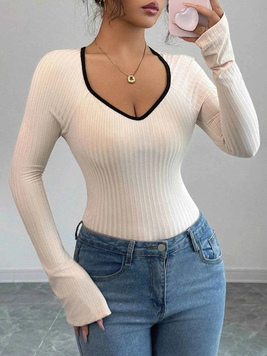 Contrast Trim Long Sleeve T-Shirt Trendsi 54116477-4774-45a7-8bd2-c5ee1d84edac-Max-Origin