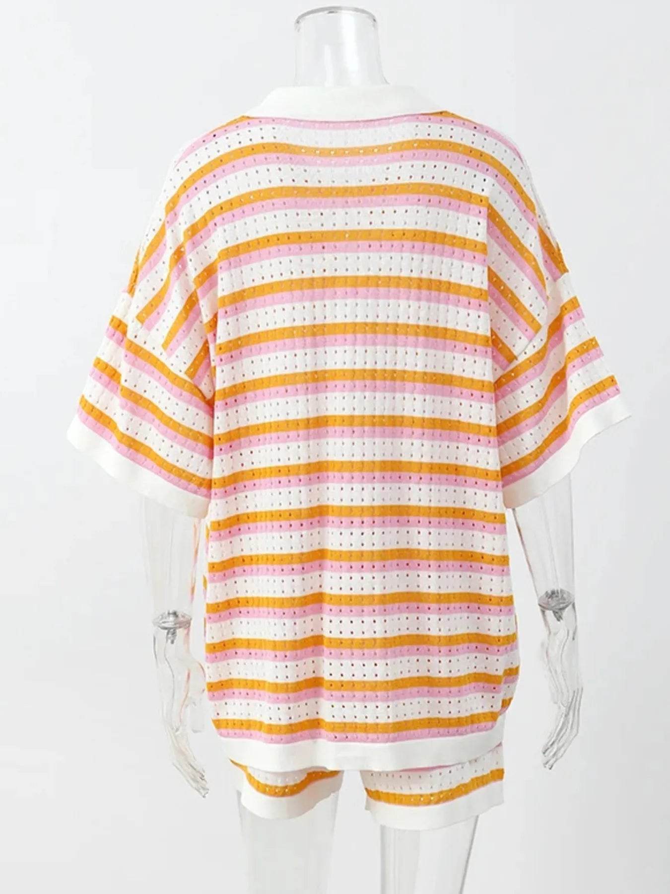 Striped Eyelet Button Up Shirt and Shorts Set Trendsi 54301e5b039e4870a9c2388d463639e8-Max-Origin