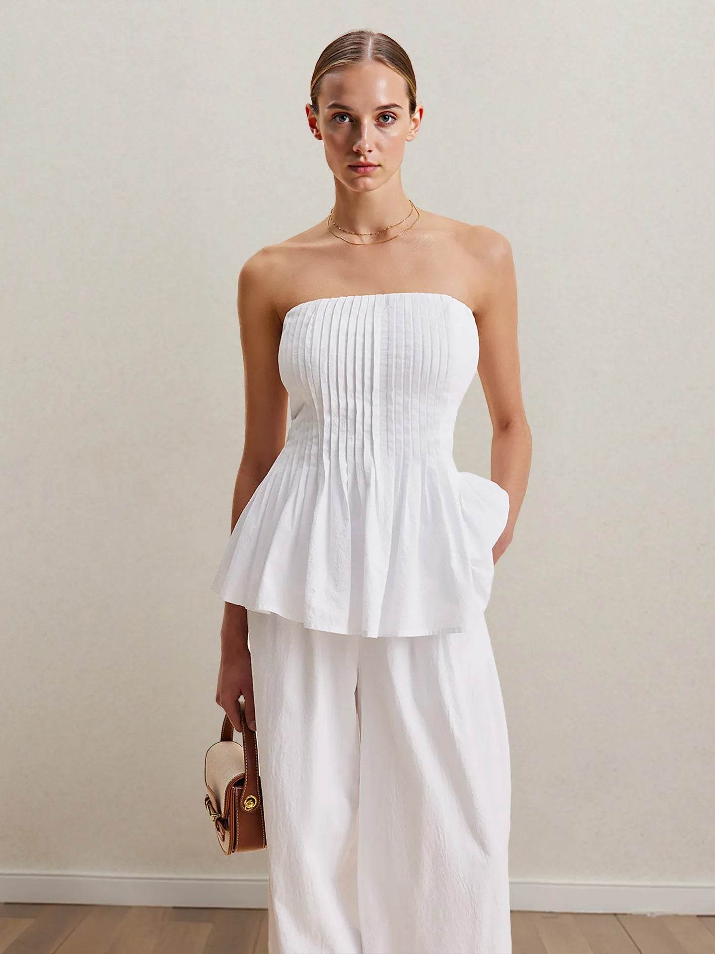 Strapless Peplum Top and Wide Leg Pants Set Trendsi 5431f958-0f67-4c97-abe6-c51afc2074ee-Max-Origin