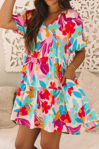 Floral Bubble Sleeve V Neck Tiered Ruffle Babydoll Dress Trendsi 54b2a213-a0a6-4e4f-a980-98ba54eeaecc-Max-Origin