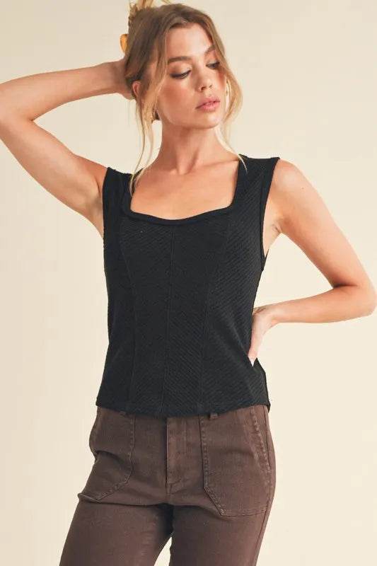 Aemi + Co Exposed Seam Ribbed Wide Strap Tank Black Trendsi 54dd9b6f-d209-4233-a3c6-c76c60986335-Max