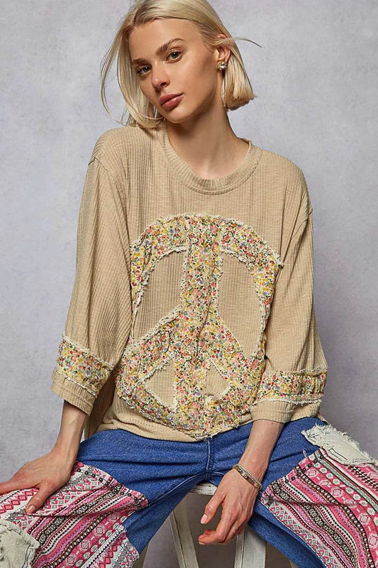POL Floral Peace Patch Drop Shoulder T-Shirt Tan Trendsi 5512fe0c-6421-479b-82b7-66062cf5477e-Max-Origin