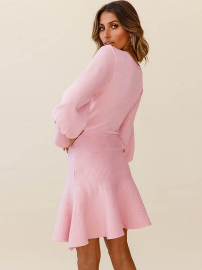 Round Neck Lantern Sleeve Sweater Dress Trendsi 55162a41cfc346698f479f507fb414b0-Max