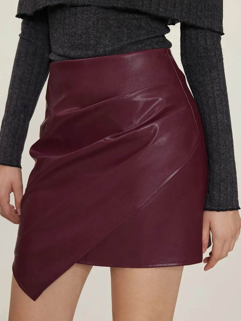 Ruched Mini Skirt with Zipper Trendsi 551d0512-15e1-4a4d-8f93-c4d76e11f756-Max