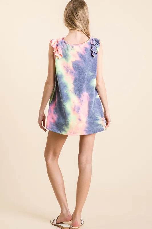 BiBi Tie Dye French Terry V Neck Top with Ruffle Trendsi 5540b4cd49814c9a836d65c60ca1e467-Max-Origin