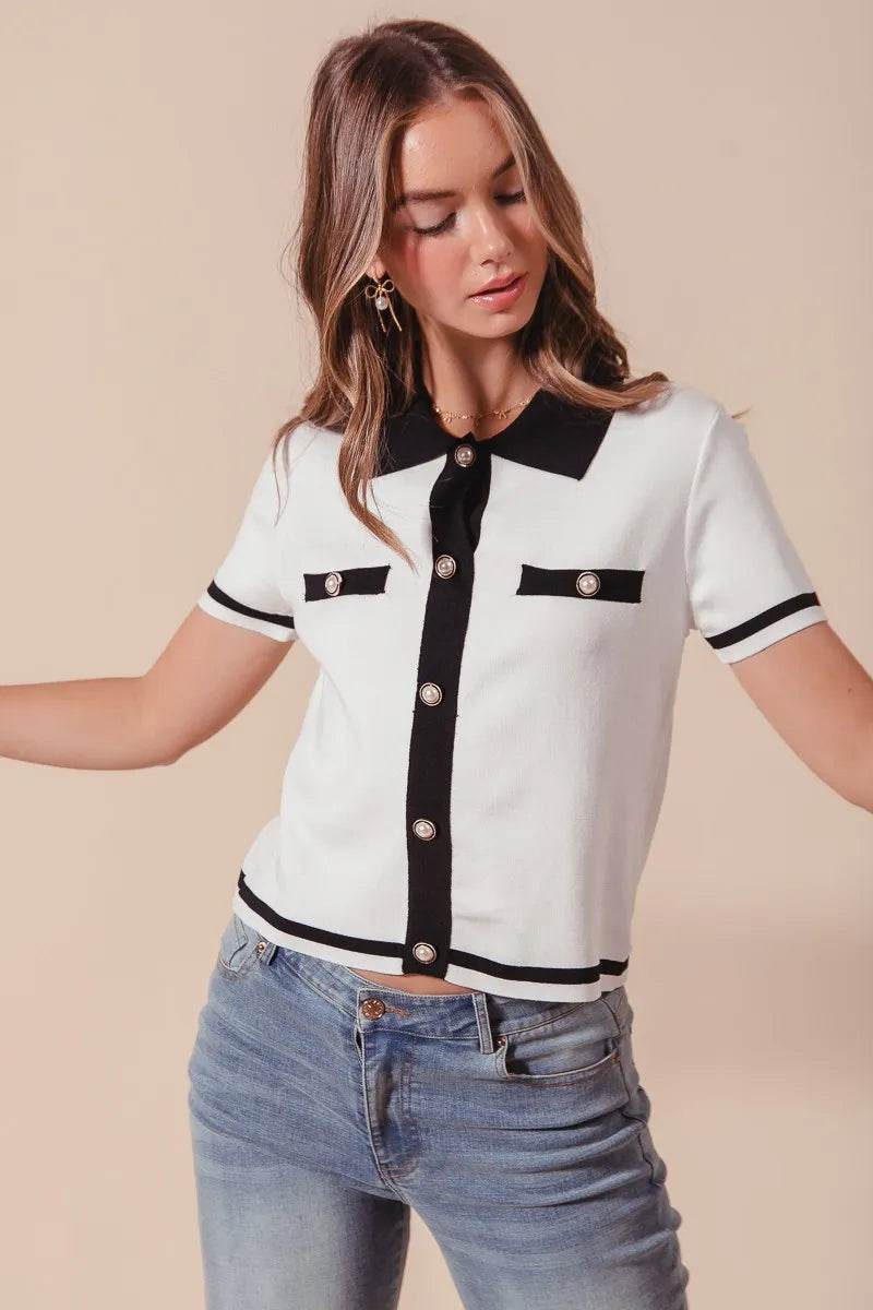 SO ME Button Down Knitted Sweater Shirt Top Trendsi 55683f2e681344a89bdaf5b56983a925-Max-Origin
