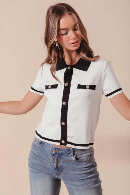 SO ME Button Down Knitted Sweater Shirt Top Trendsi 55683f2e681344a89bdaf5b56983a925-Max-Origin