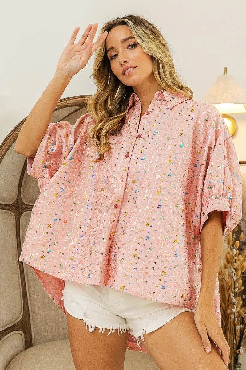 BiBi Sequin Striped Short Dolman Sleeve Blouse Trendsi 5591c4614e574ce5ad8c4d51dd6aec50-Max-Origin
