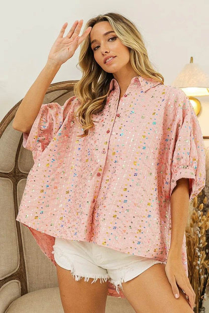 BiBi Sequin Striped Short Dolman Sleeve Blouse Trendsi 5591c4614e574ce5ad8c4d51dd6aec50-Max-Origin