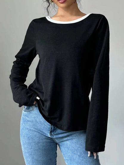 Long Sleeve Bow Tie Back T-Shirt Trendsi 55d296ea923f4781ba07718a6811141f-Max-Origin